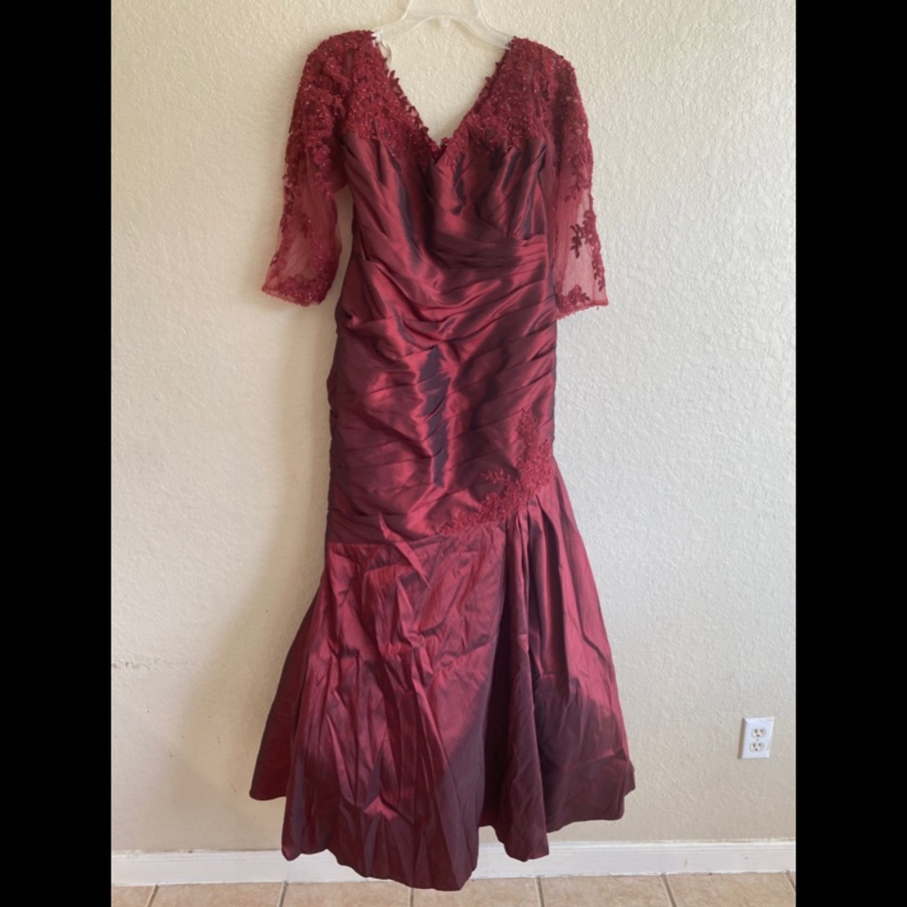 Burgundy Jade Couture Mother-of-the-Bride Dress